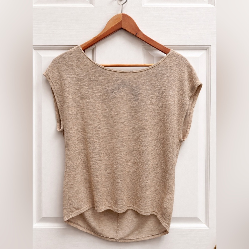 PRE-OWNED LOS ANGELES RMD JUNIORS BOW BACK LINEN BLEND TEE- MEDIUM